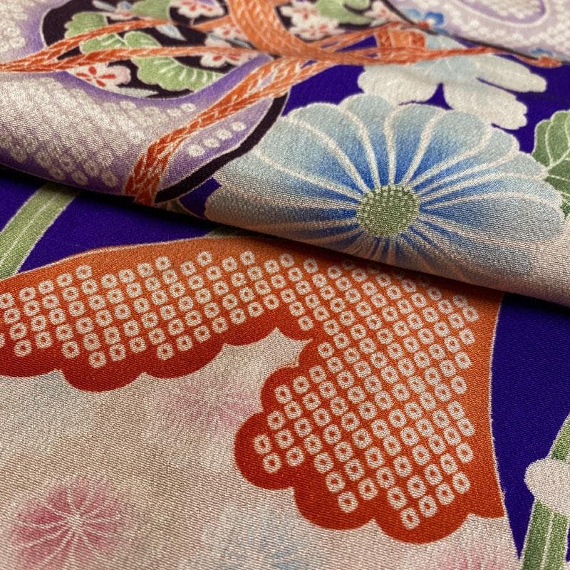 503ag81◎七五三 三歳 女の子 アンティーク着物&被布 濃い紫◎