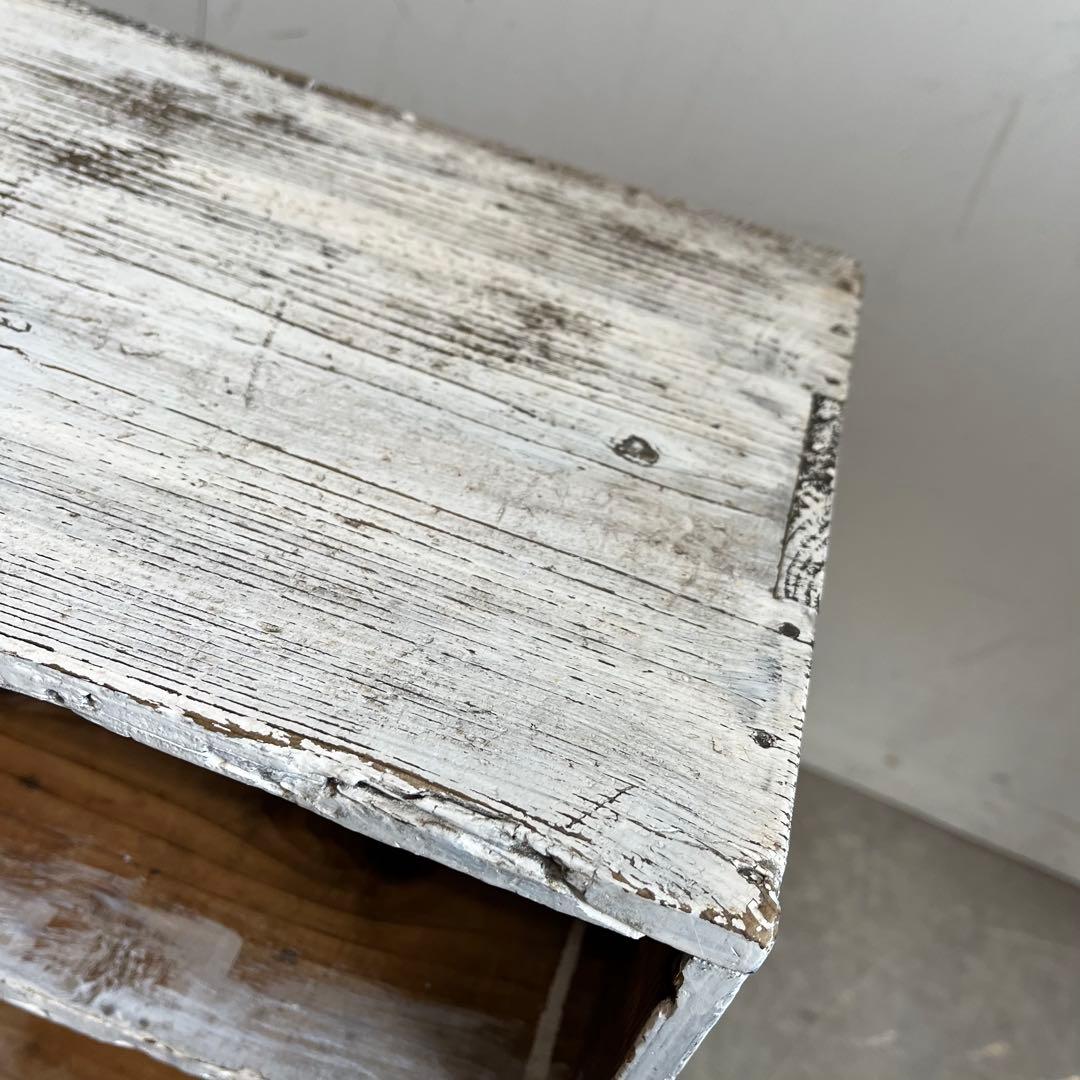 アンティーク シャビーシック 無垢材 飾り棚 オープンシェルフ レトロ ホワイト