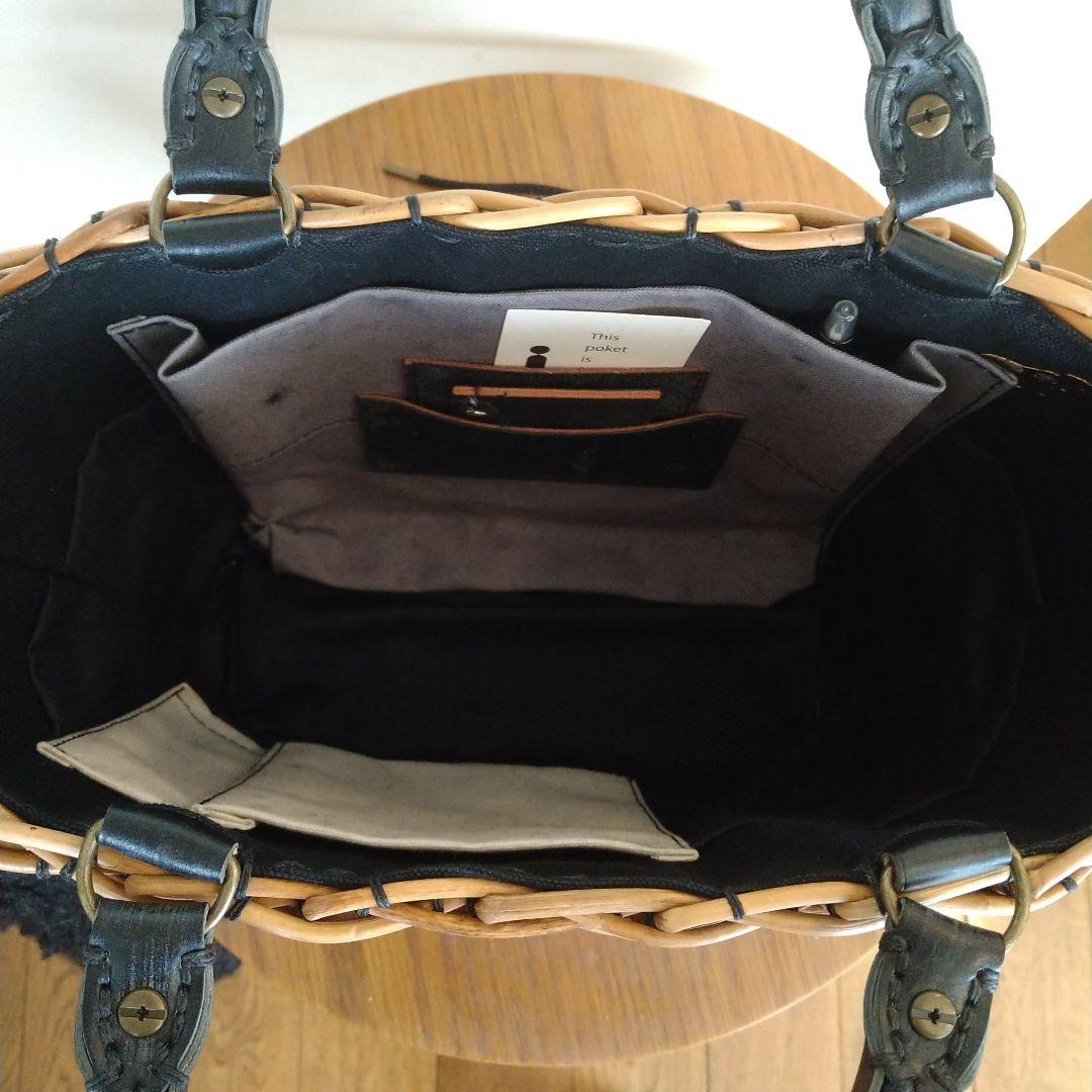 エバゴス　ebagos　籐製ファー付きかごバッグ