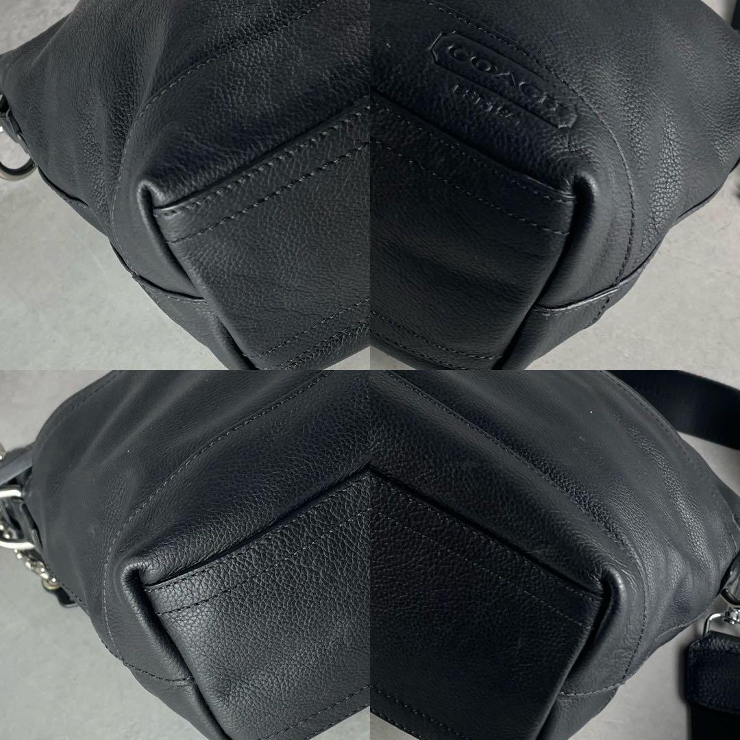 極美品✨コーチ ショルダーバッグ オールレザー 肩掛け 斜め掛け ロゴ型押し 黒