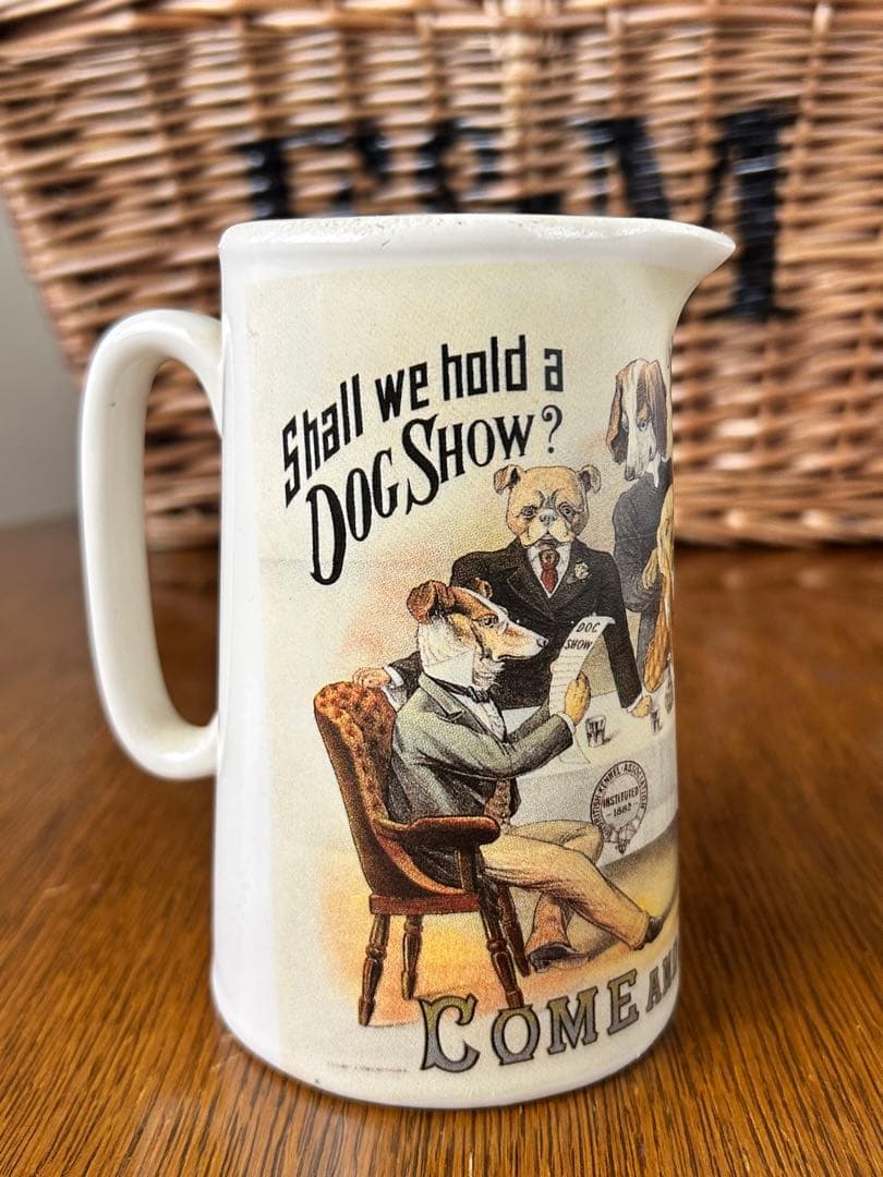 英国ヴィンテージ　スタッフォードシャーポタリー　ドッグショー　犬　ジャグ　水差し