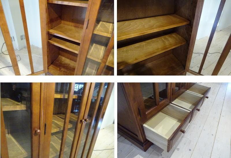 北海道　旭川家具　和光　書棚　本棚　キャビネット　樺無垢材　民芸家具　美品