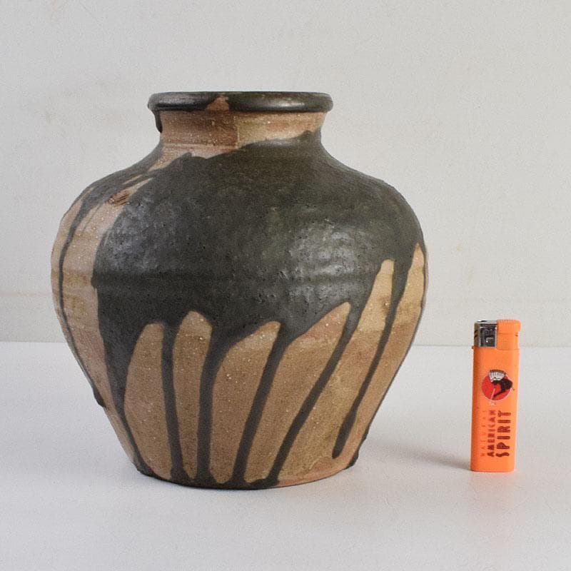 北大路魯山人作　織部焼　壷　時代箱　M　R9375H