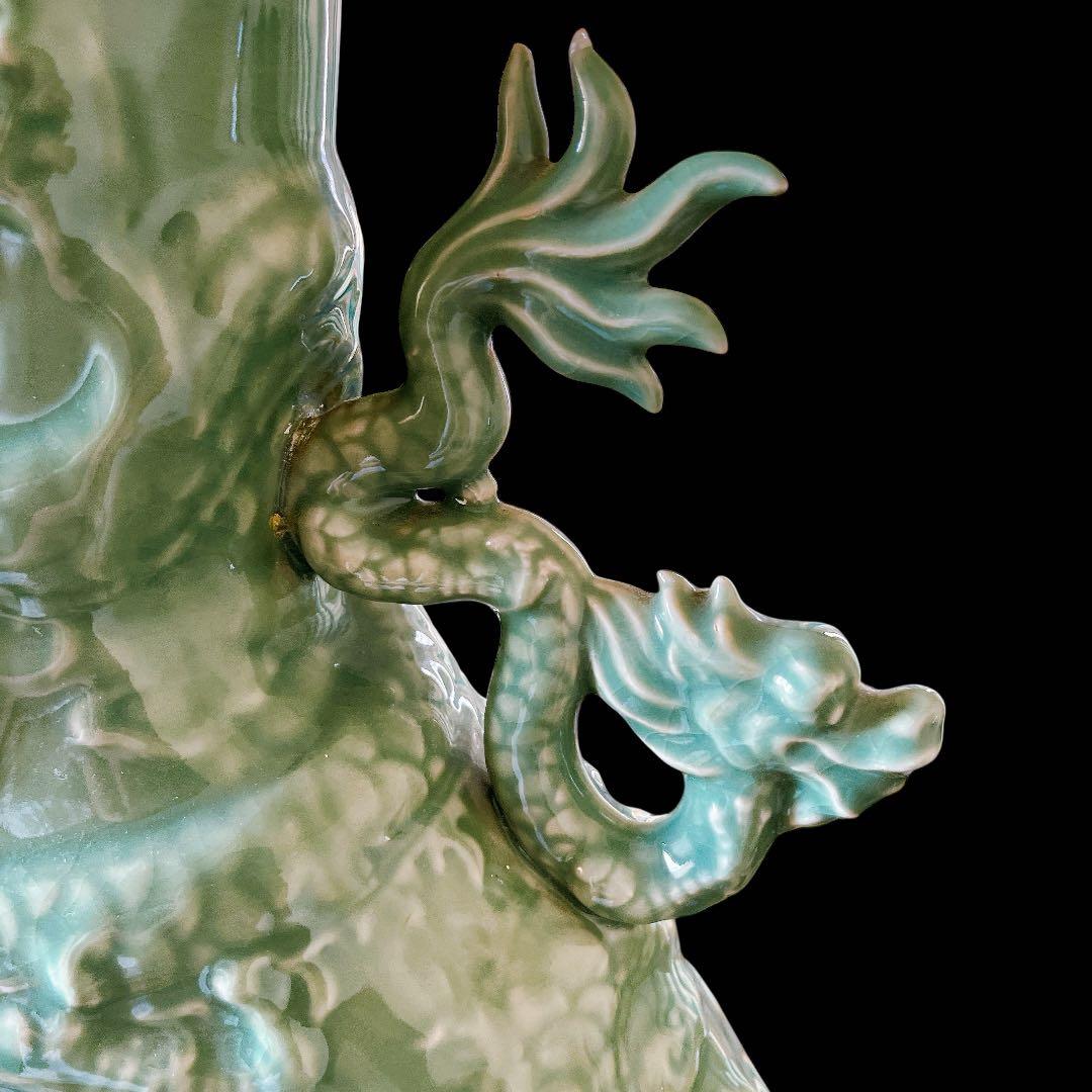 龍図 青磁 大花瓶　花器　花瓶　壷　青瓷 古美術 骨董品