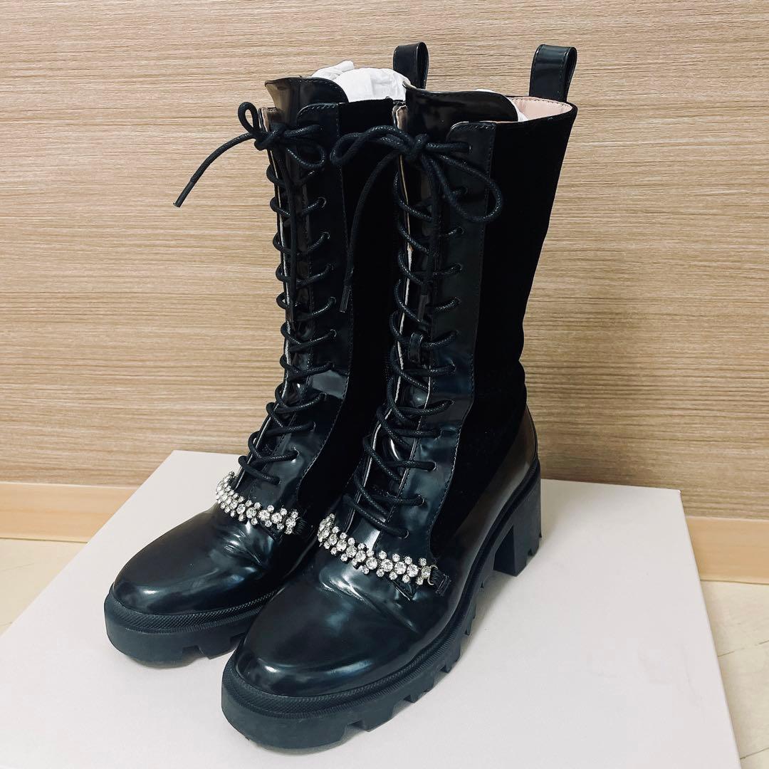 her lip to Crystal Lace-Up Ankle ブーツ