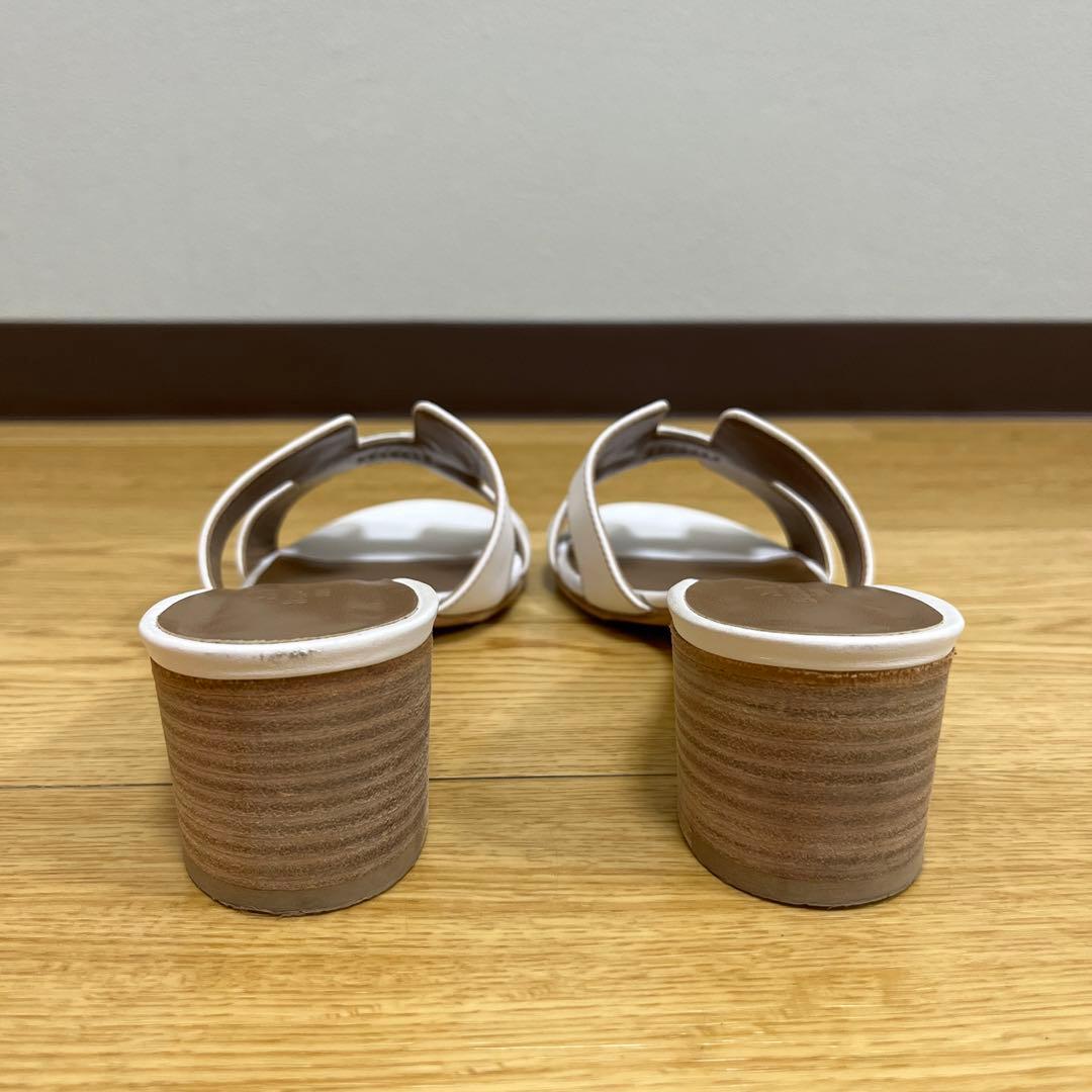 エルメス　HERMES レディースサンダル　オアジス　38 1/2 白