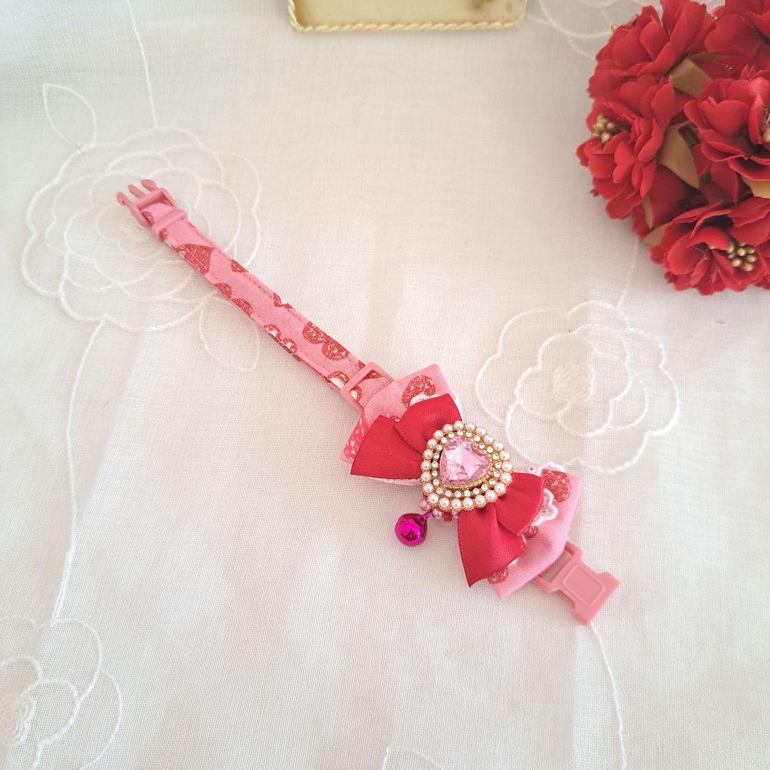 はいど。、バレンタインハート(ピンク)わんちゃん猫ちゃん用首輪