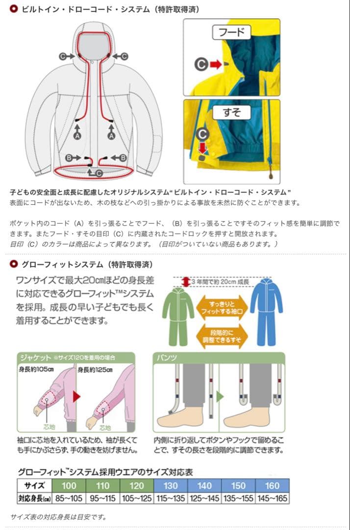 montbell 子ども用スキーウェア レッド