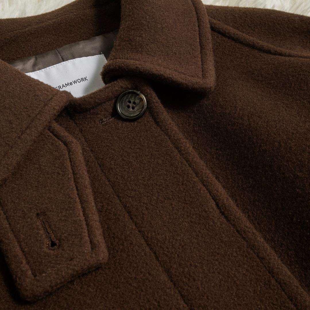 FRAMeWORK ラムウールMIXシャルムバルカラーコート 38 ブラウン