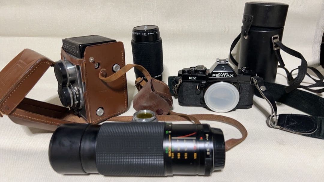 二眼レフ関東光学 一眼レフアサヒ　ペンタックスＫ２ 望遠レンズ　他