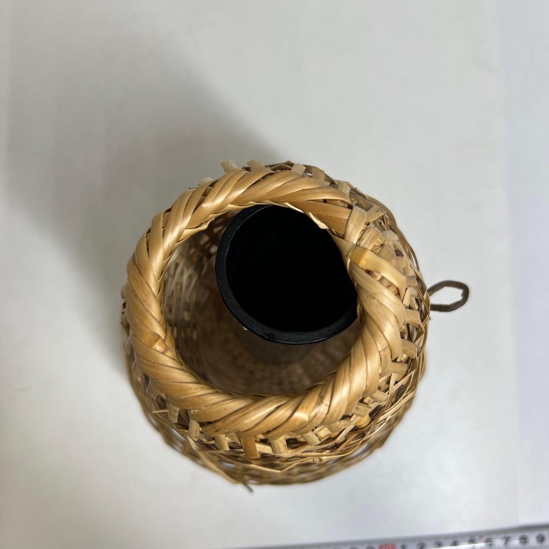 有馬籠　昭竹斎作　竹細工花籠　共箱　h22cm 東K7-1228①