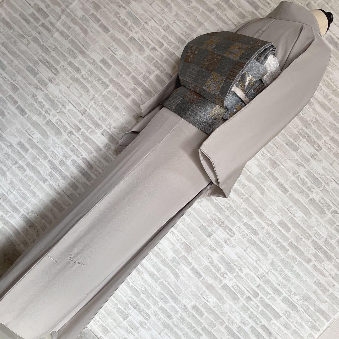 訪問着+長襦袢　フルセット　松葉散らし　手刺繍　着物　付け下げ　Q5