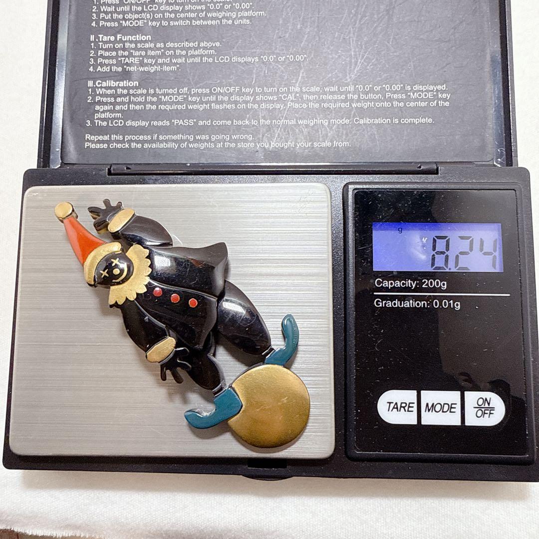 本べっ甲 鼈甲 ピエロモチーフ 揺れる スイング ブローチ ペンダント