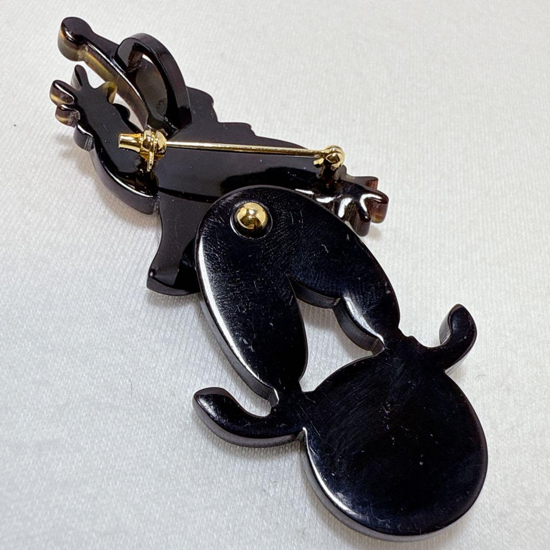 本べっ甲 鼈甲 ピエロモチーフ 揺れる スイング ブローチ ペンダント