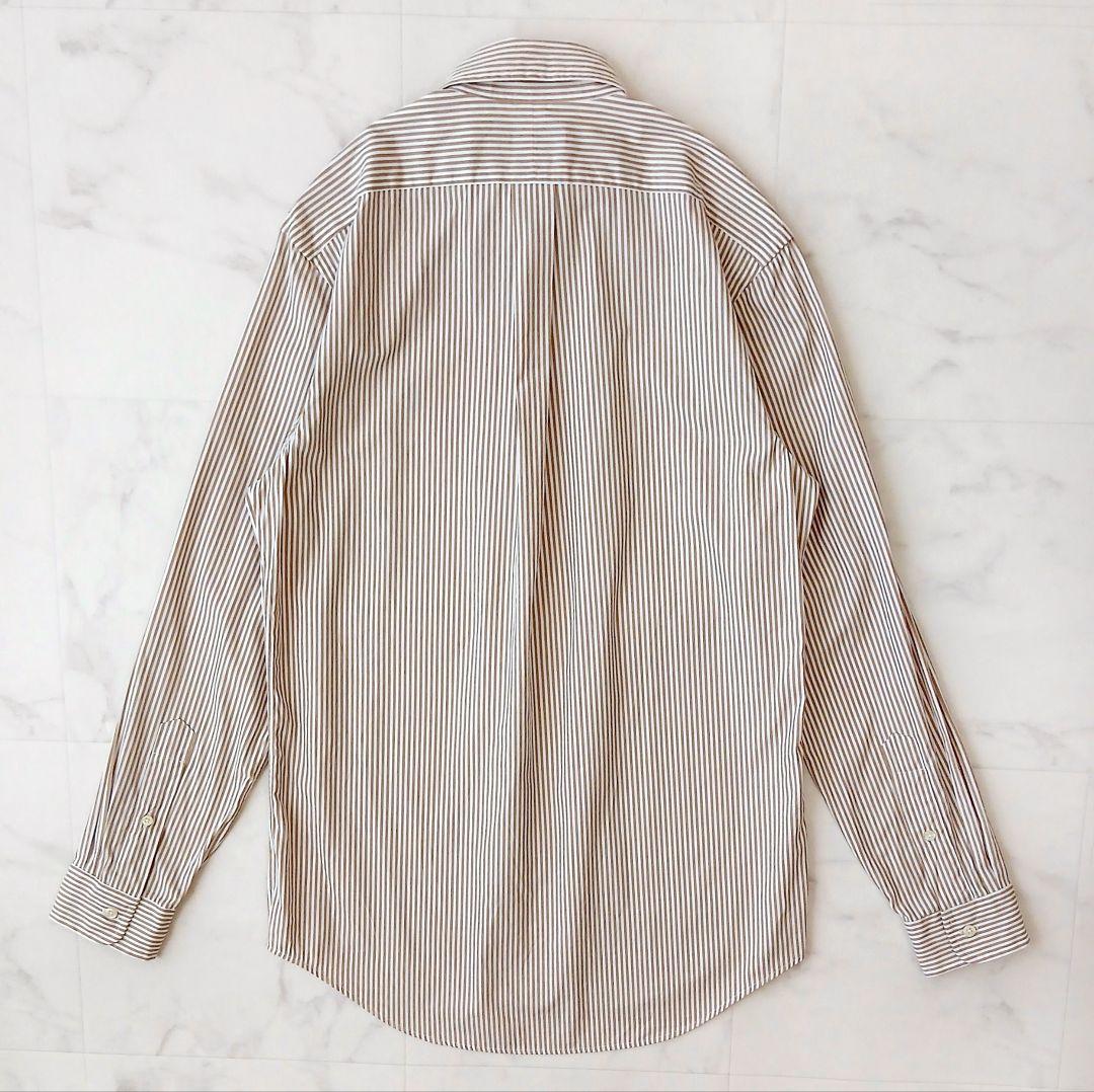 美品 ポロラルフローレン 現行 コットン ベージュストライプ ボタンダウンシャツ