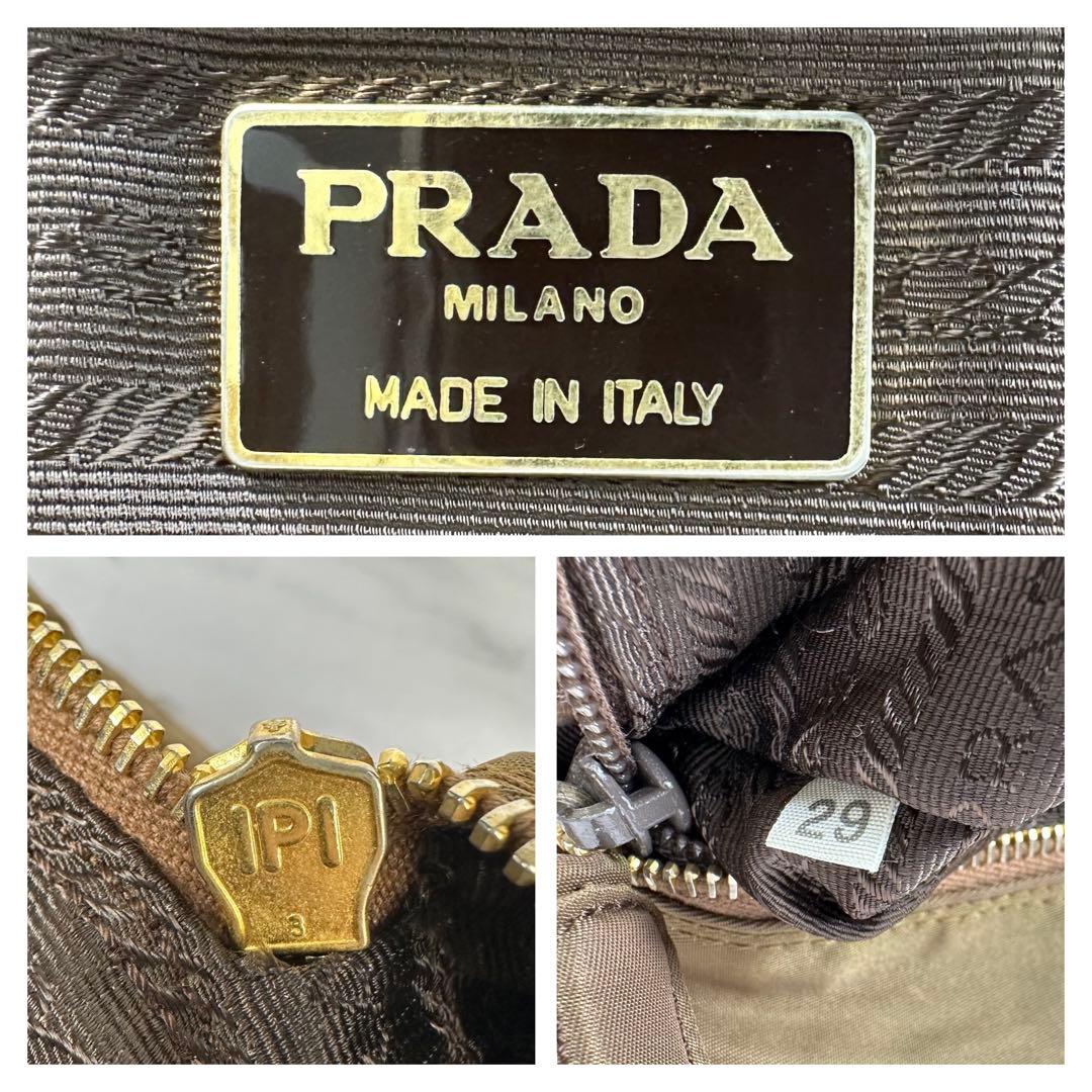 希少✨プラダ トートバッグ ショルダー チェーン ゴールド金具 三角ロゴ