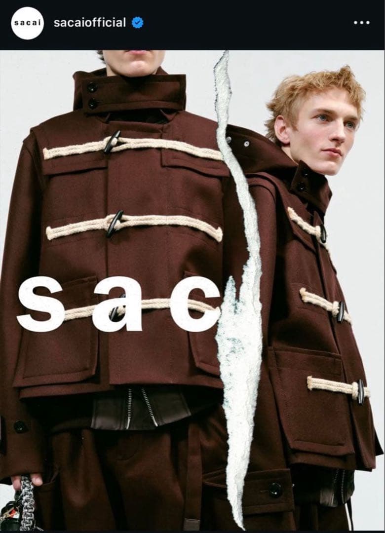 sacai 25AW メルトンダッフルショートコート　サイズ1