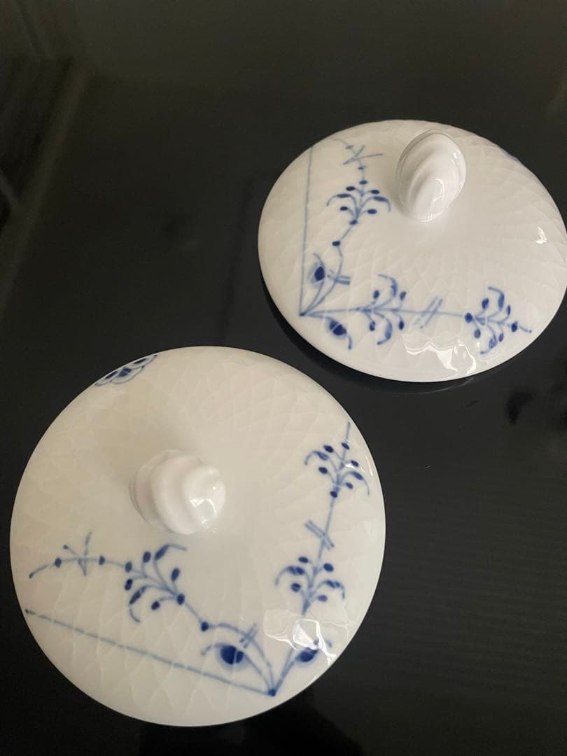 【新品】ロイヤルコペンハーゲン　ブルーパルメッテ 蓋つきカップ&ソーサー 4客