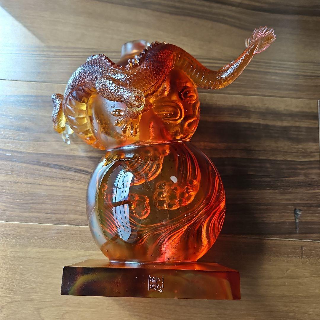 瑠璃工房 龍 辰 瓢箪 波 置物 オブジェ 大きめ 石