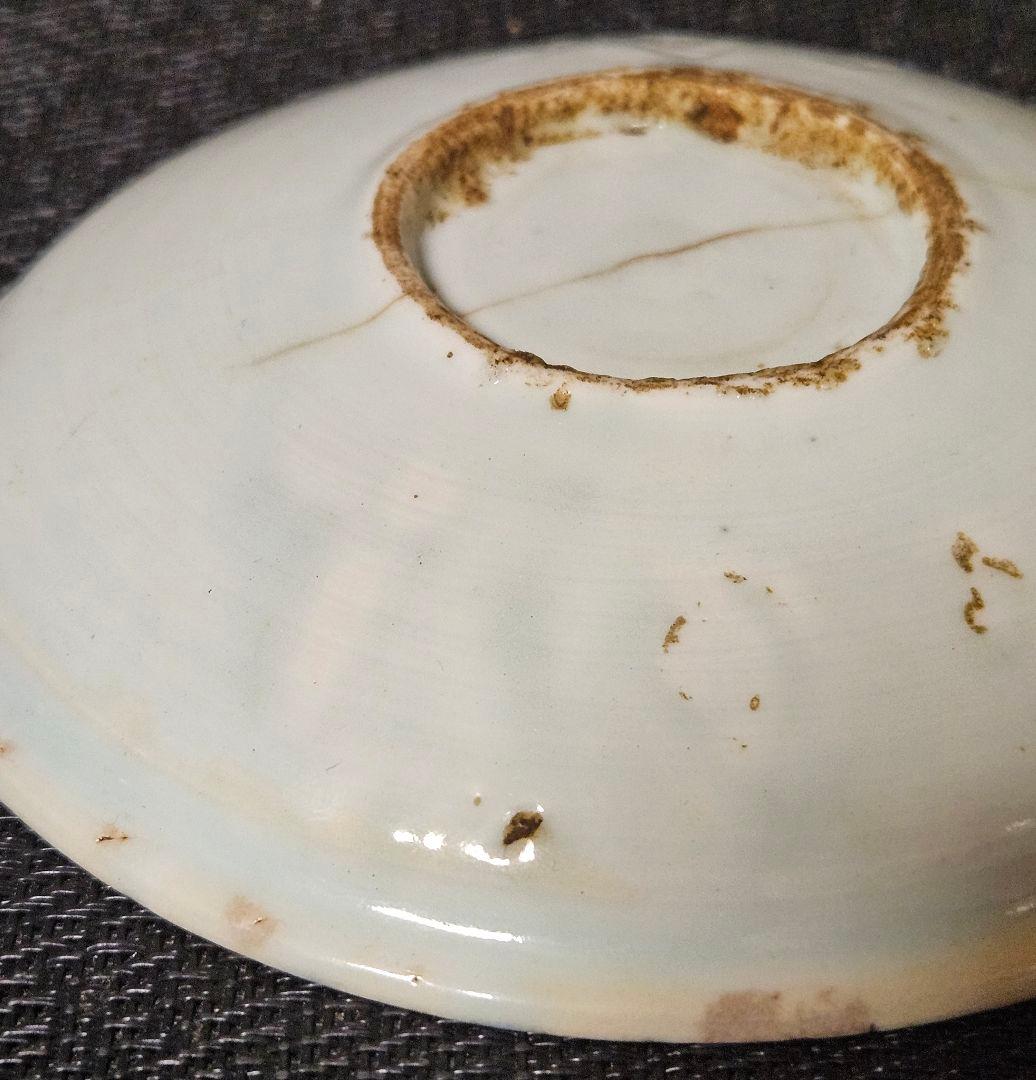 【本物保証❗️】江戸時代初期　初期伊万里　染付　山水帆掛舟渡り鳥図14.1cm皿