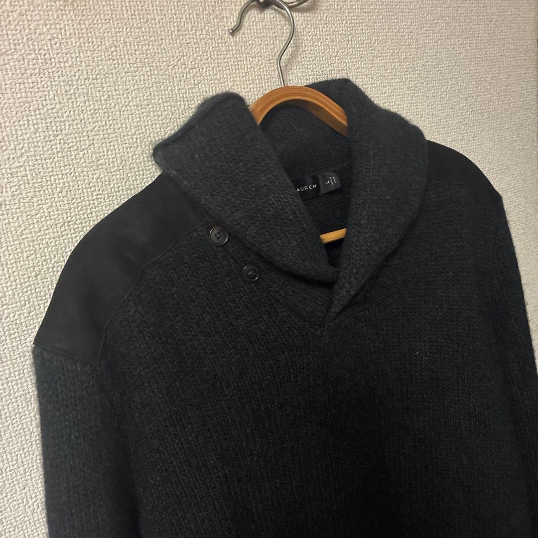 Ralph Lauren ショールカラーエルボーパッチニットカシミヤセーター　Ｌ