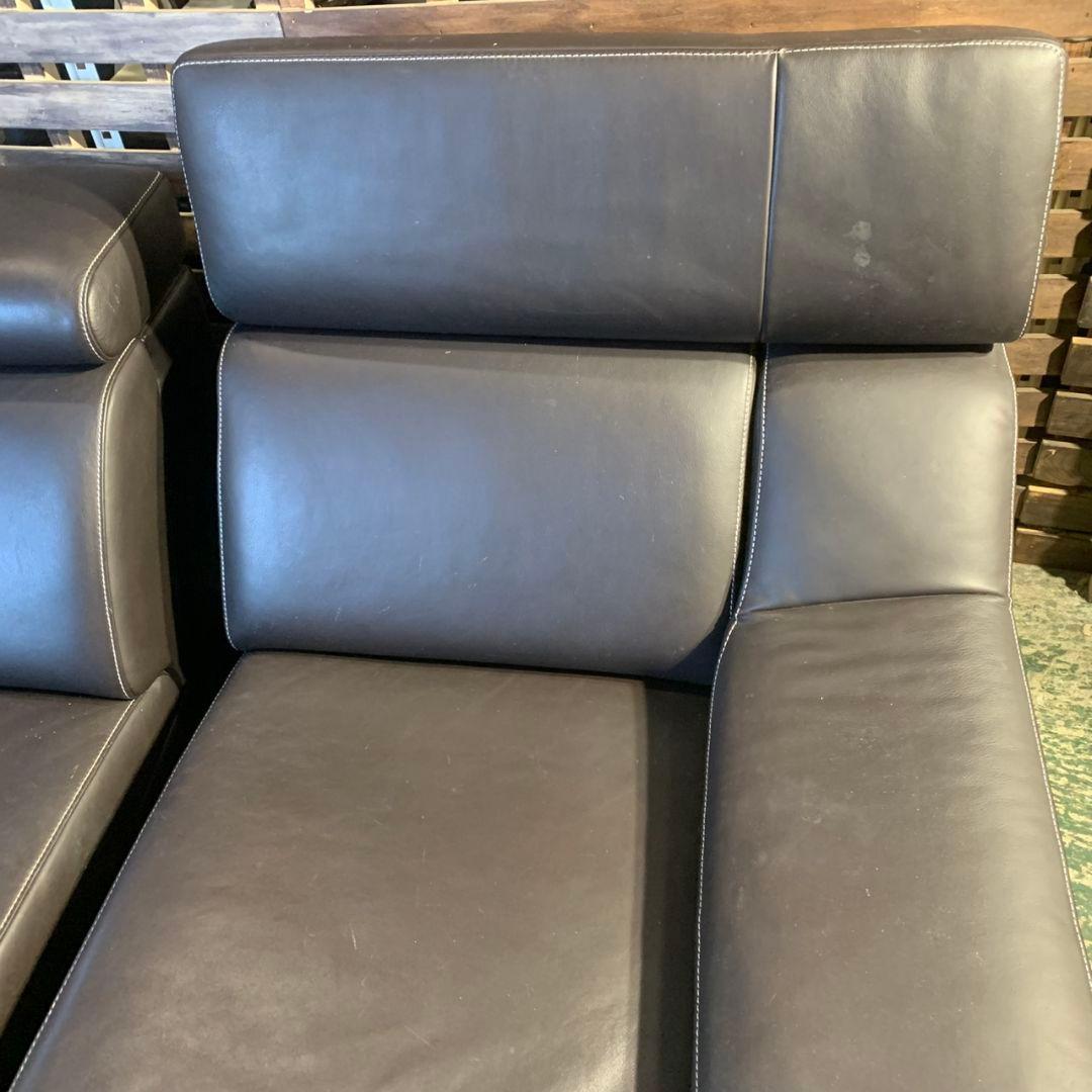 K736 カリモク家具 レザー 本革 ソファ ZU5328DB