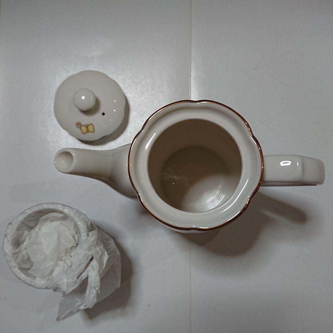 ティーセット バラ ホワイト 5点 ハローキティ × ローラアシュレイ 金彩劣化