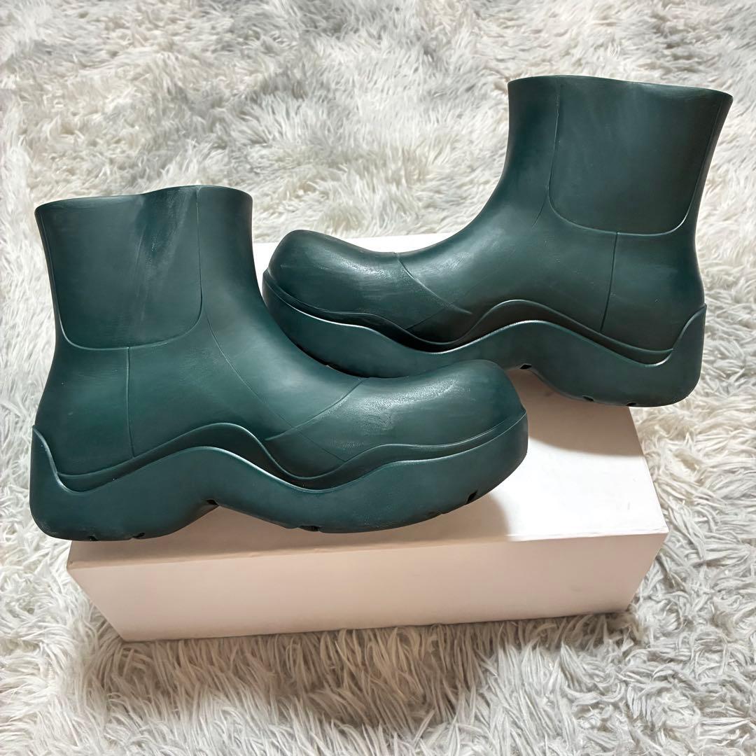 【良品】BOTTEGA VENETA パドルブーツ 38 イタリア製 グリーン