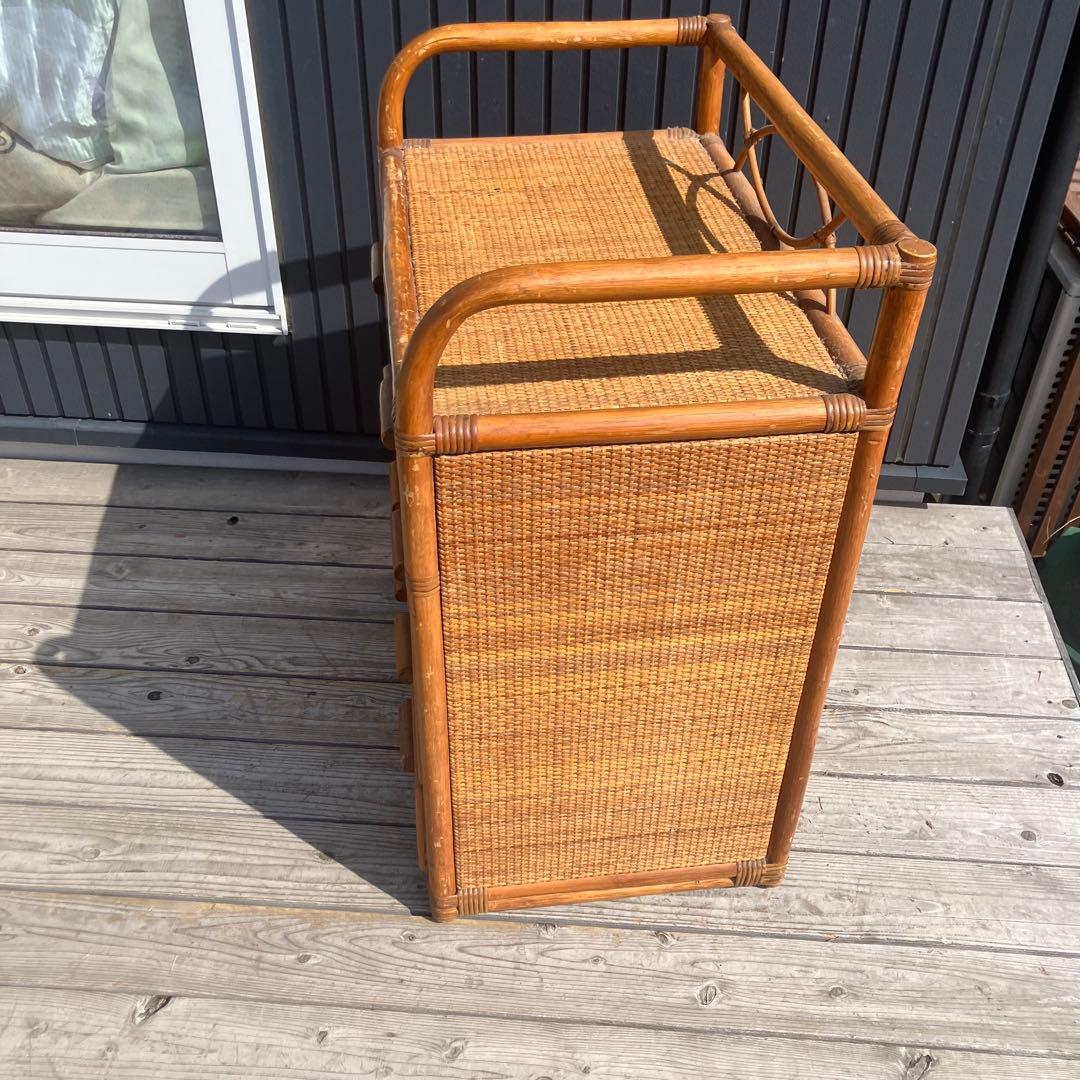 昭和レトロ ラタンチェスト 4段5杯 引き出し箪笥 古家具 ビンテージ 籐家具