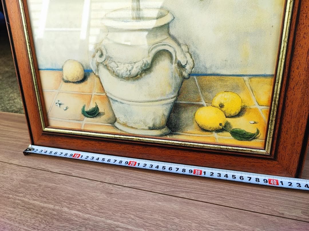アンティーク　イタリア製　フレーム　レモン　アート　額縁　カントリー　33×44