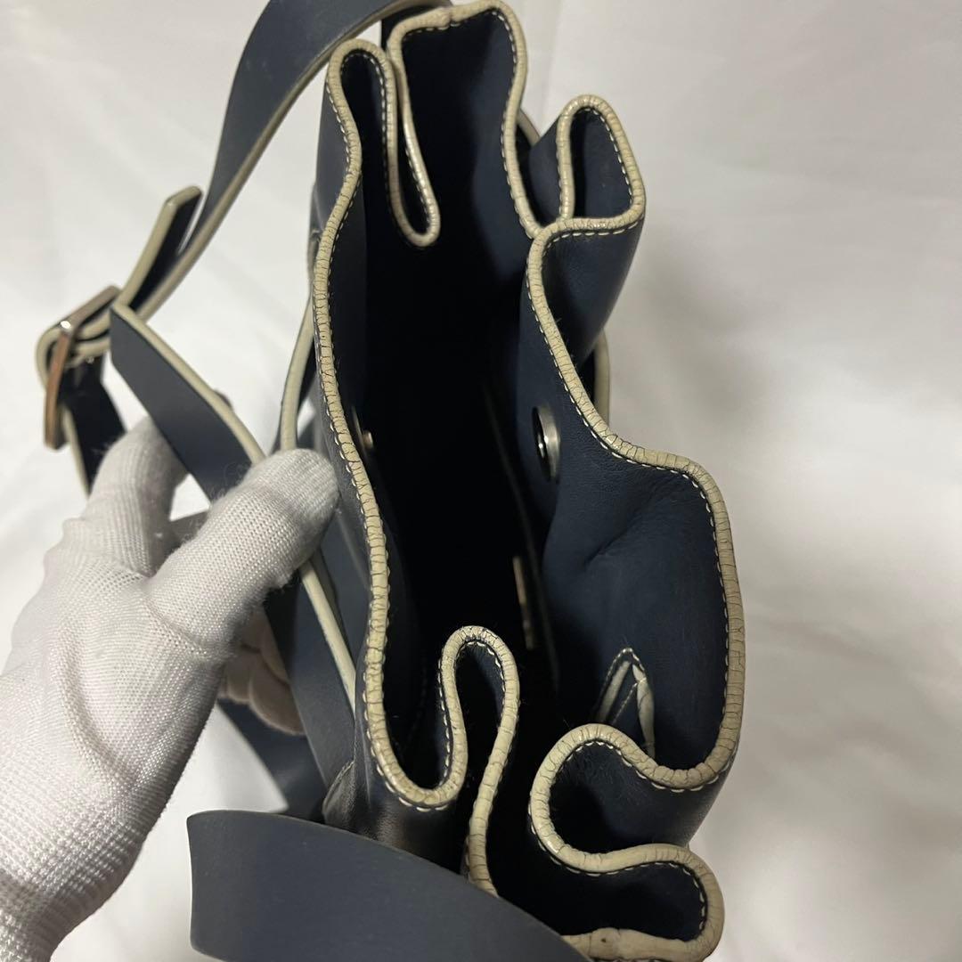 ✨極美品✨　LOEWE アナグラム　ショルダーバッグ　ブルーグレー　レザー