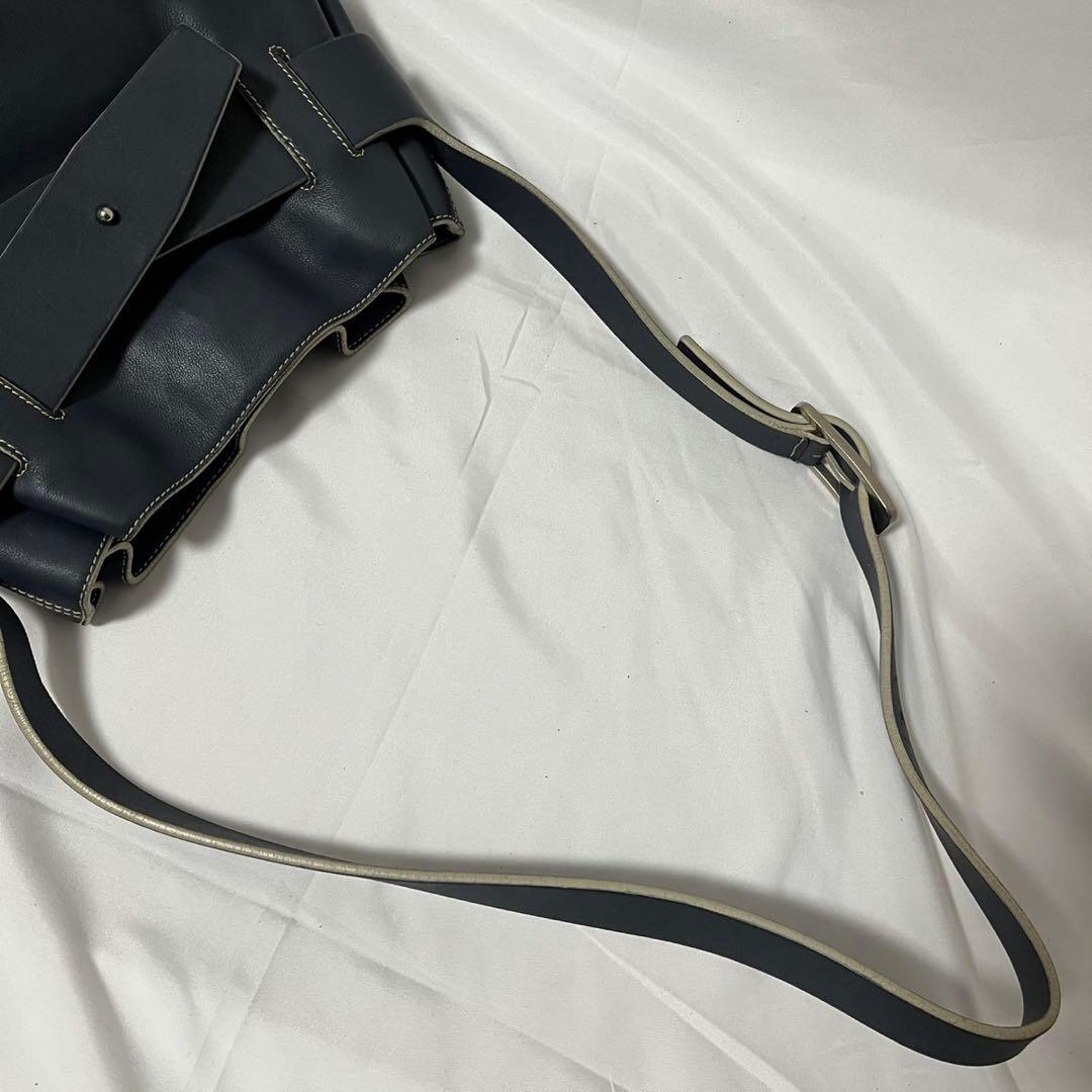 ✨極美品✨　LOEWE アナグラム　ショルダーバッグ　ブルーグレー　レザー