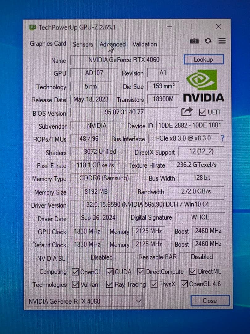 GALAKURO GAMING GEFORCE RTX 4060 中古