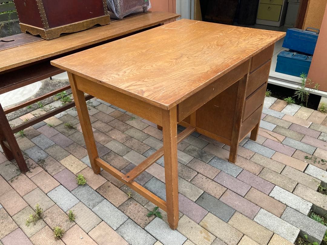 昭和レトロ　片袖机 古家具 勉強机 文机 ワークデスク アンティーク③