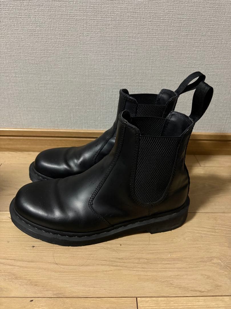 黒 レザー サイドゴアブーツ