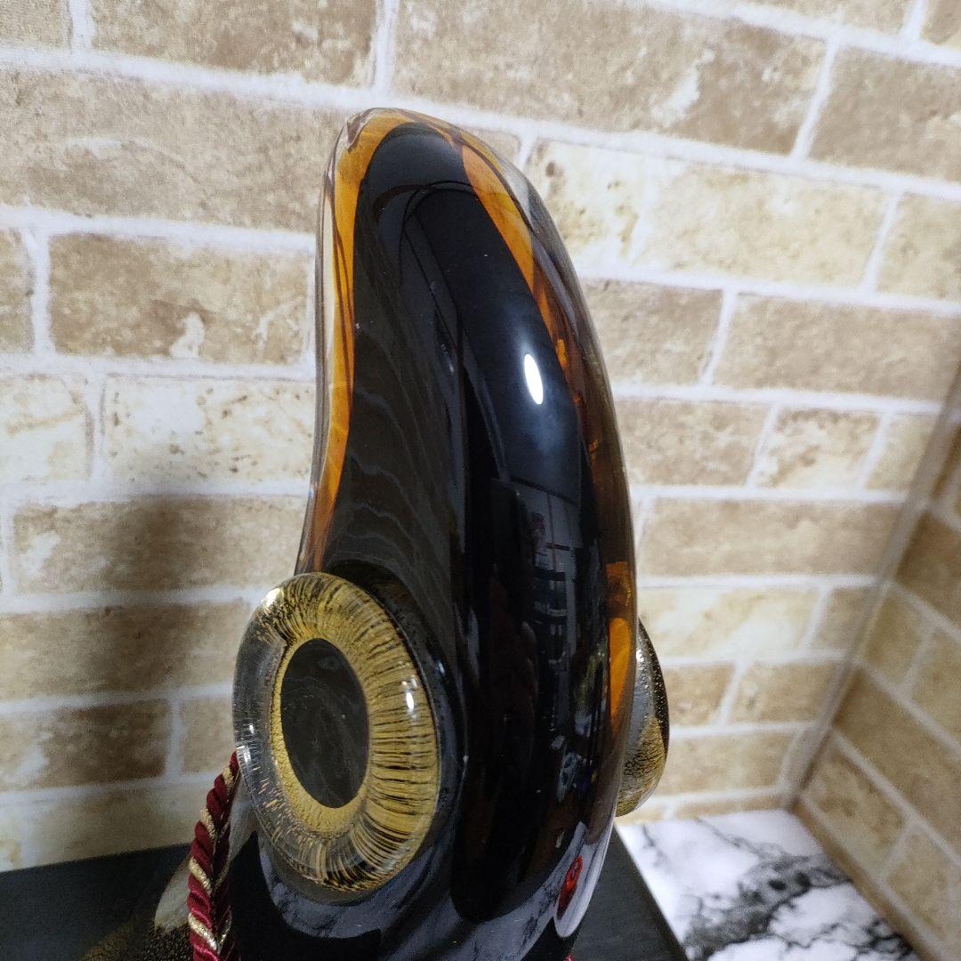 マルティグラス 硝子工芸 飾り兜 加藤清正風 金箔入り 杉岡良紀作