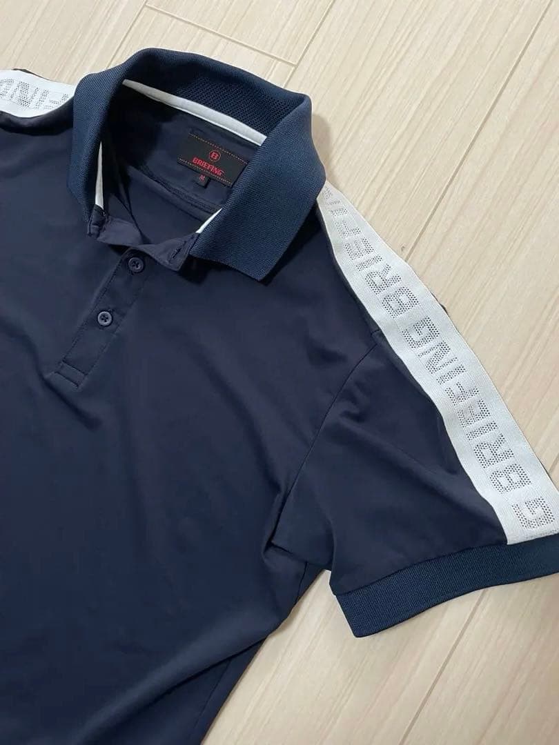 BRIEFING GOLF ブリーフィング ポロシャツ M ネイビー 袖ロゴ