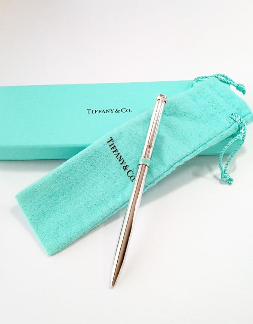 【美品 希少USA刻印】ティファニー ボールペンTクリップ 箱ポーチ付