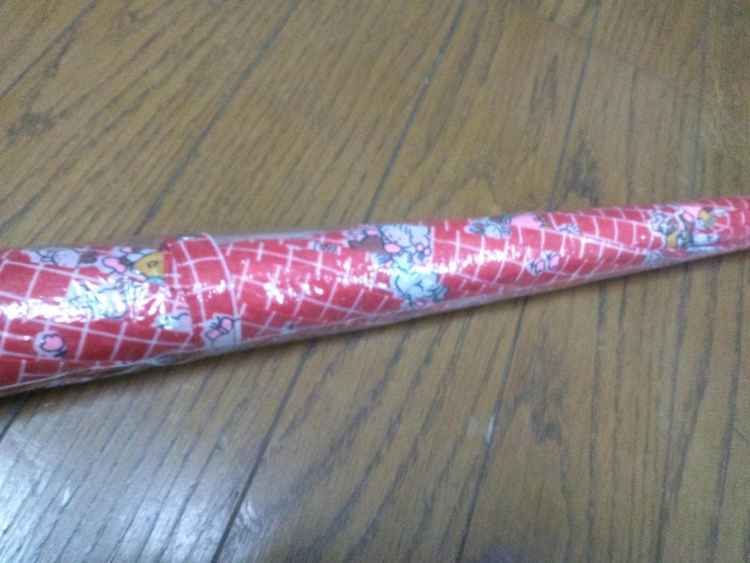 ①レトロ　昭和の傘　女の子　赤　50cm　未使用　未開封　アンティーク　可愛いな