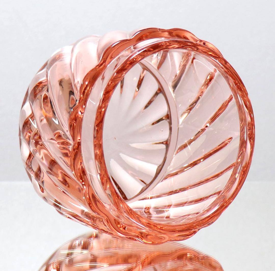 オールド・バカラ 珍品 バンブー レアカラー 桃色丸型ラージサイズ蓋物 570g