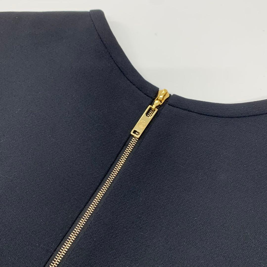 ヴィトン ワンピース ウール 半袖 ベルト ロゴ モノグラムフラワー ブラック