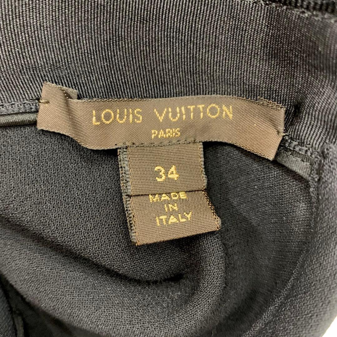 ヴィトン ワンピース ウール 半袖 ベルト ロゴ モノグラムフラワー ブラック