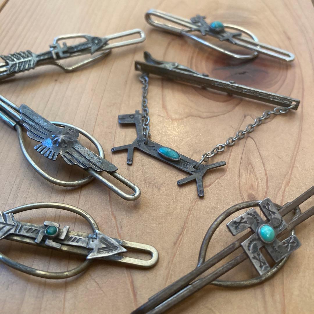 30s 40s navajo ナバホ 卍 ネクタイピン クリップ　ターコイズ