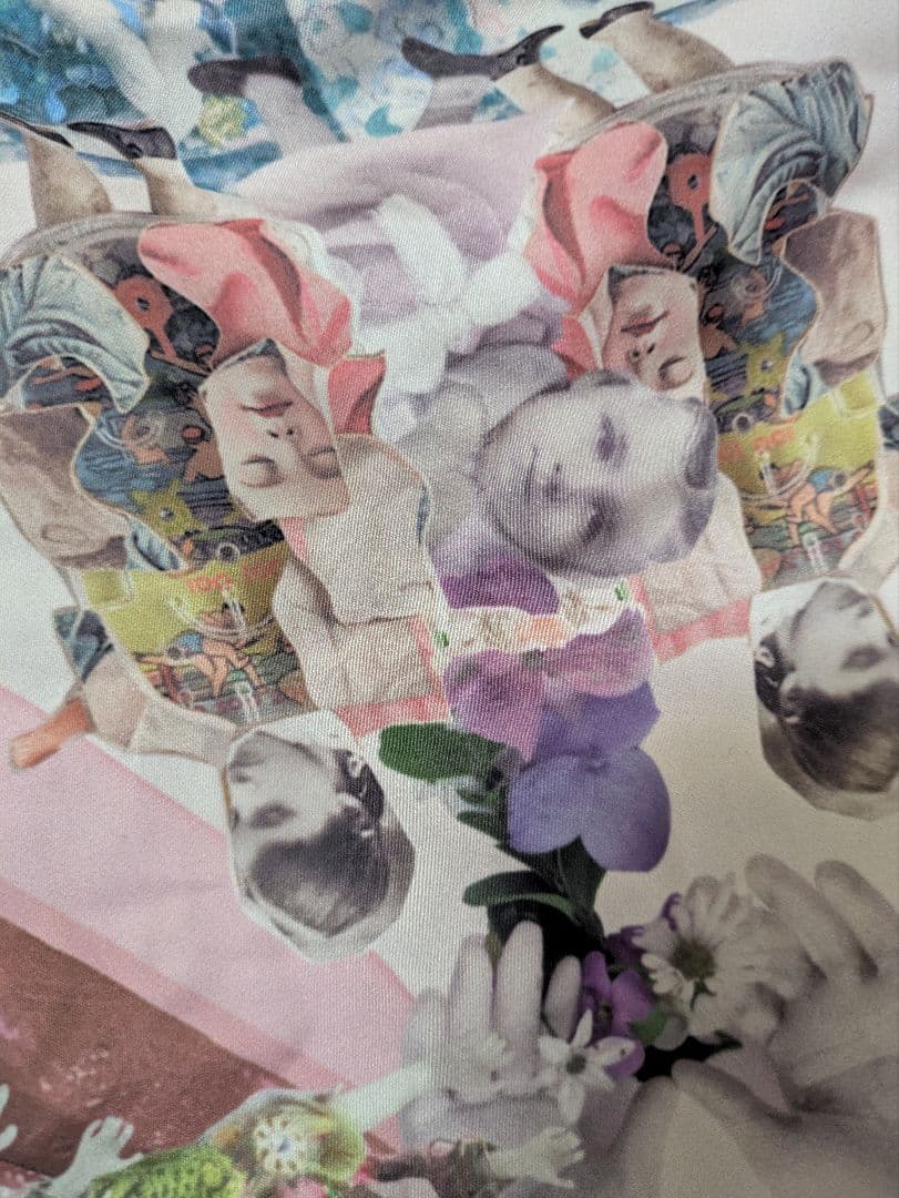 あちゃちゅむ　サテン女スカーフプリントワンピースピンク