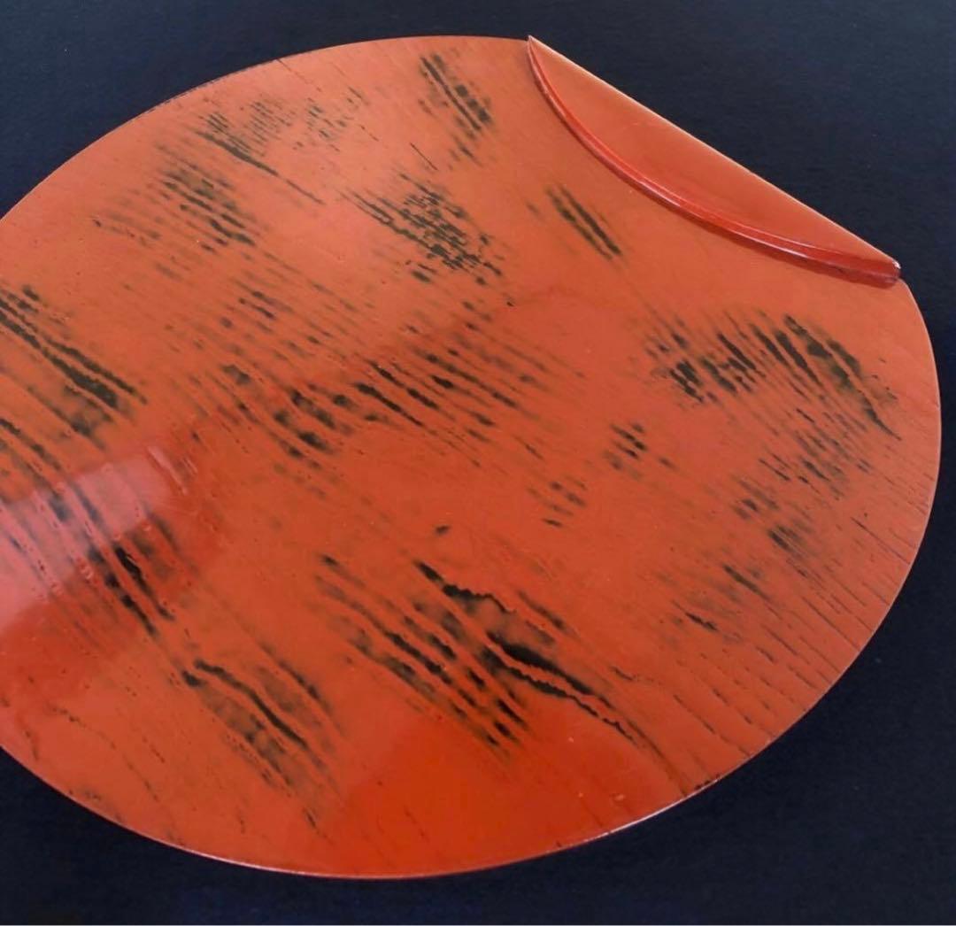 《R》根来塗 半月盆5客 膳 木製漆器 懐石 元箱　260126く1