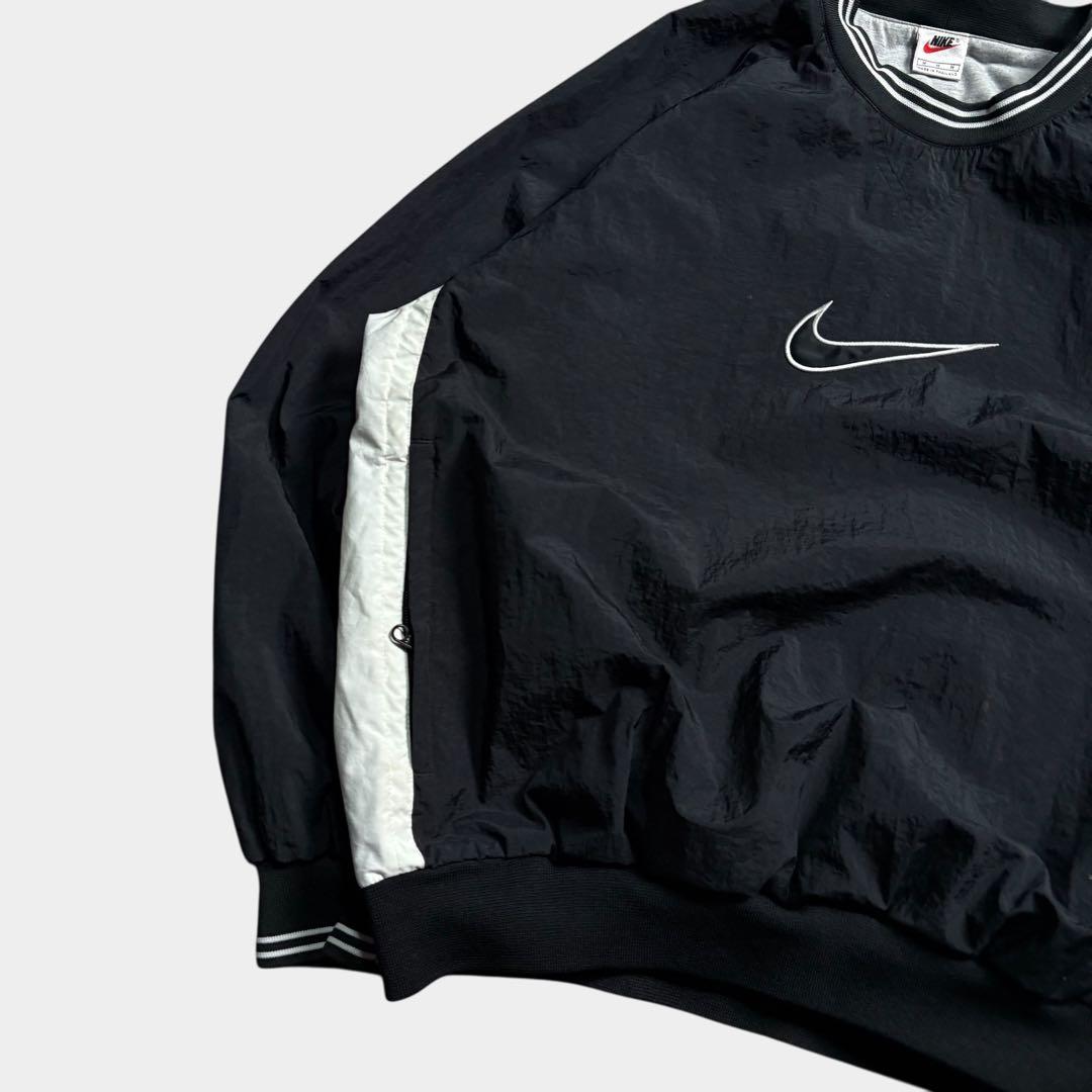 (美品)90s NIKE ナイキ 銀タグ ナイロンプルオーバー ジャケット 丸首