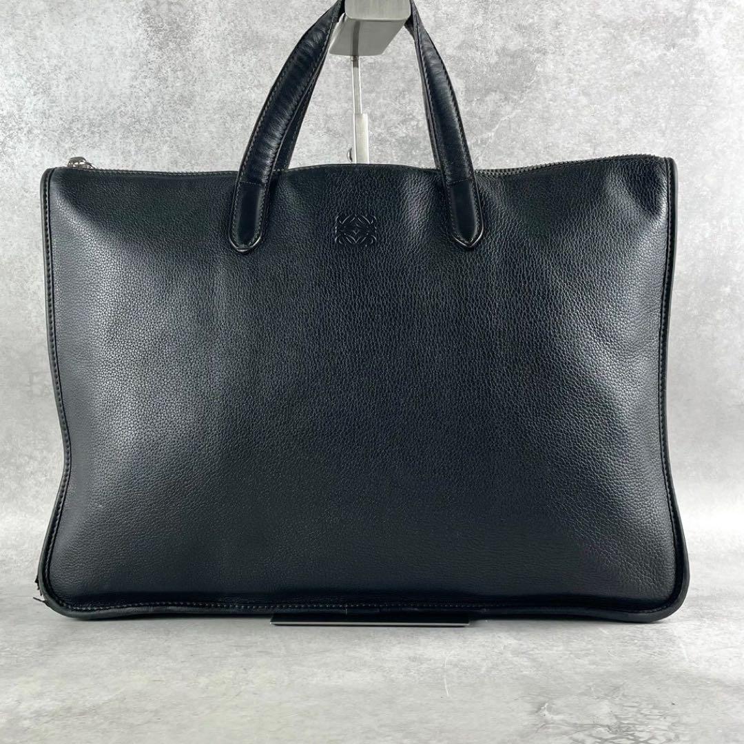 ロエベ　アナグラム　ビジネスバッグ　レザー　ブラック　ロゴ