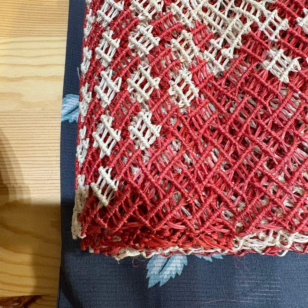 S*a様 誉田屋源兵衛 芭蕉　（紗綾形　格子　赤）半巾帯