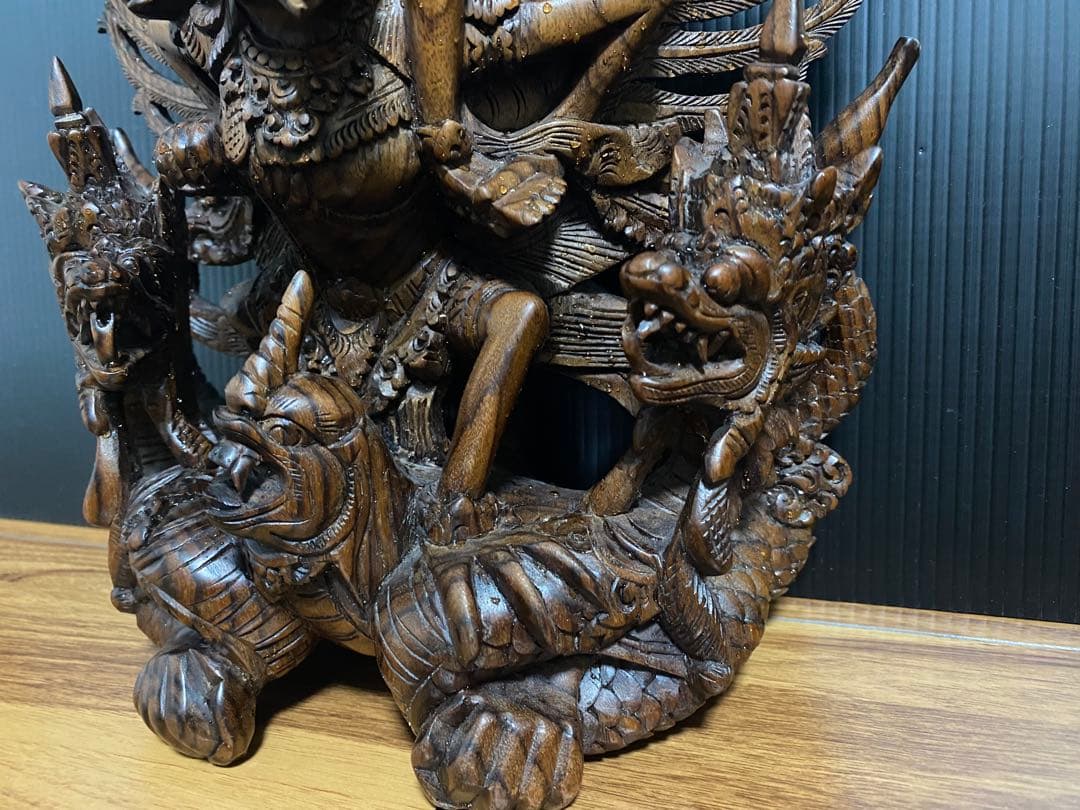 ぱ*ん様 アンティーク インドネシアバリ彫刻細密木彫ガルーダ置物 木彫り