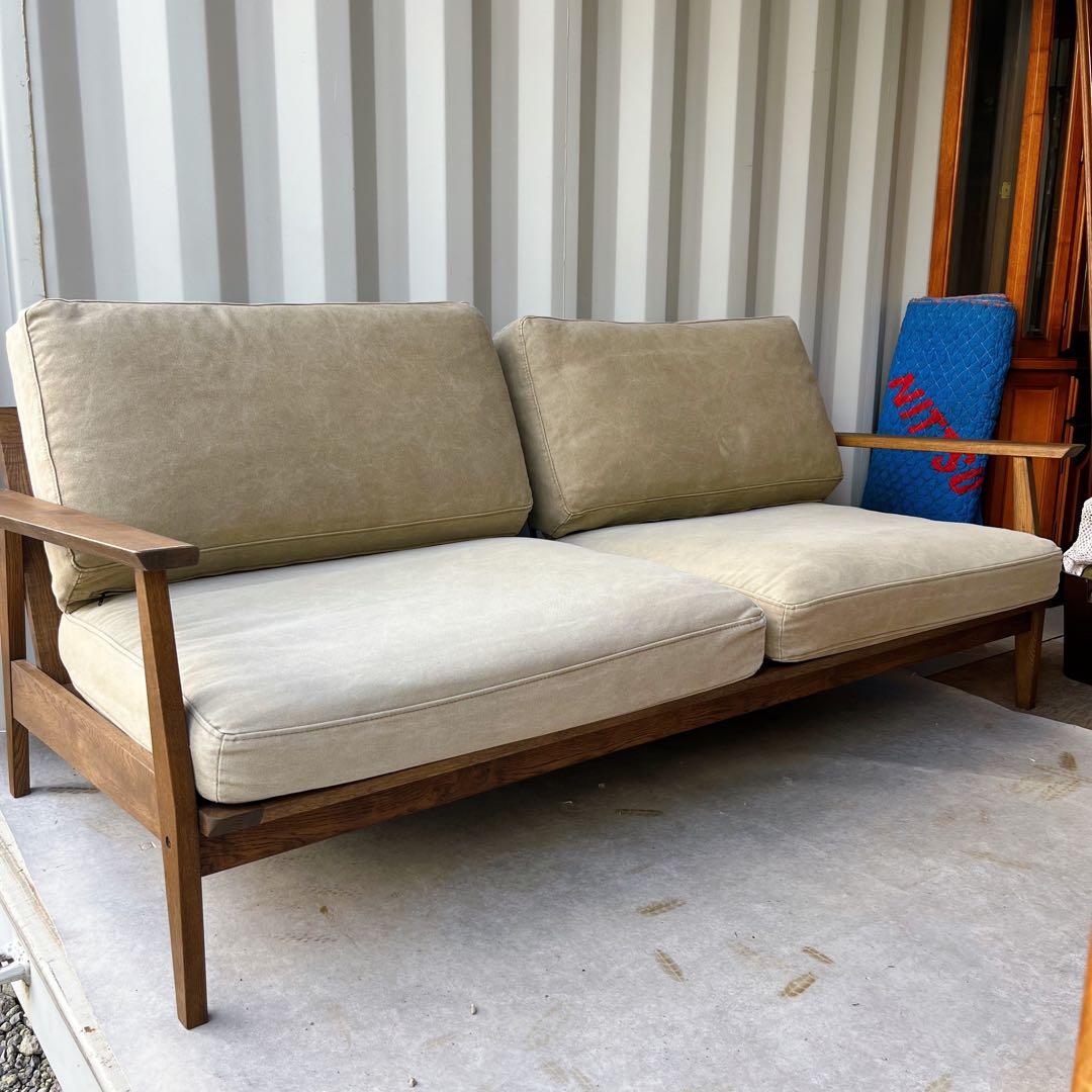 取付無料！関家具 オーカー 北欧風天然木カーキファブリック3人掛けソファ✨